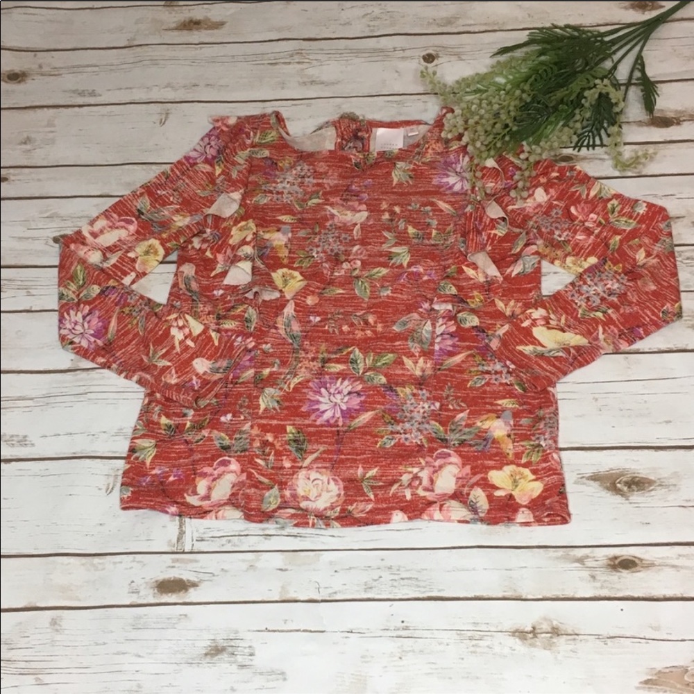 LC Lauren Conrad Bird Print Ruffle Sweater -M - Picture 8 of 9